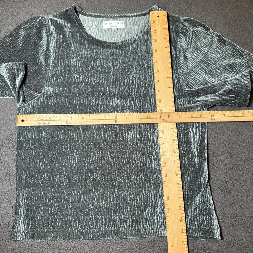 Madewell Texture & Thread Coral Textured Crop Top Tee T-Shirt Green Women's XS - Picture 6 of 10